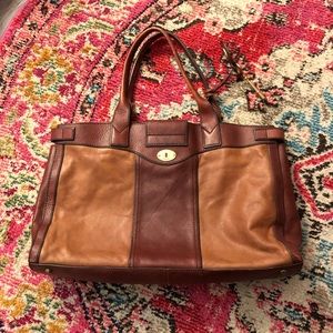 Brown leather Fossil tote